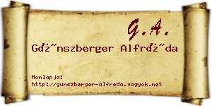 Günszberger Alfréda névjegykártya